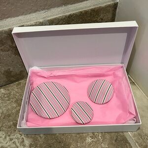 Balenciaga Set of 3 Pink and White Cotton Ball Earrings